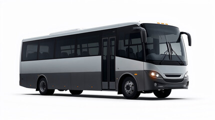 Modern gray and silver coach bus isolated on white background