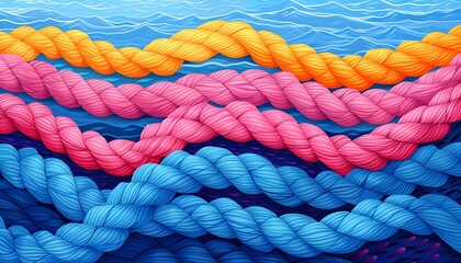 Team rope tied to sturdy node together.