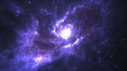 Fototapeta premium A vibrant nebula in deep space, showcasing stunning purple and white cosmic elements.