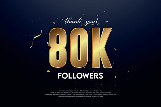 80k followers celebration with beautiful background. design vector.	