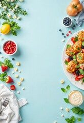 flat lay assortment with delicious food