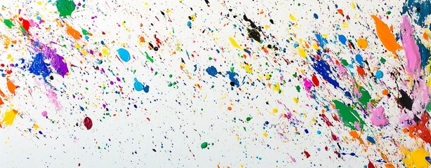 Bright splashes of paint create an abstract and dynamic visual experience.