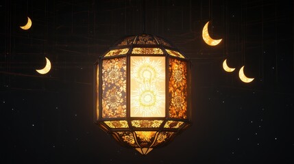 Ornate Ramadan Lantern with Mystical Glow