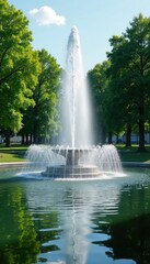 Vladivostok FEFU campus fountain with water features, natural scenery, pond, lake