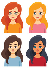 Diverse Women with Long Hair