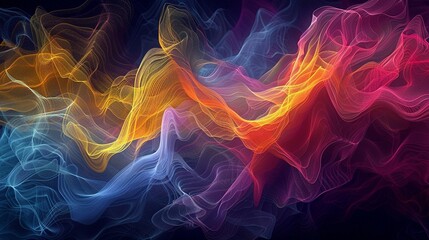 Obraz premium カラフルな流れるラインのエレガントなグラフィックアート5