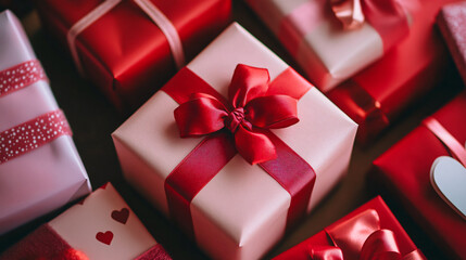 Beautifully wrapped gifts in red for special celebrations and occasions.
