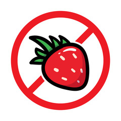 Vector No Strawberry Sign on White Background