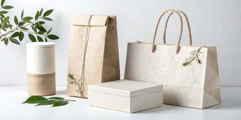 Eco-friendly packaging with natural elements and textures