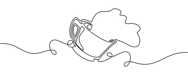 line art vector of hot cup of coffee