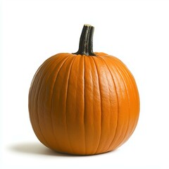 Obraz premium Vibrant orange pumpkin on white background.