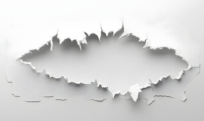 Obraz premium Torn paper hole, white background, design element, mockup, texture