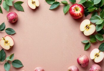 stationery and apple laid in corners