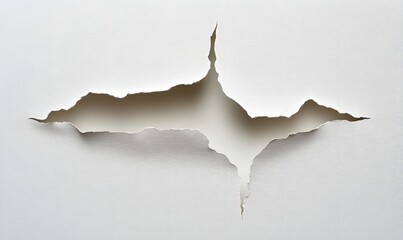 Torn paper hole, white background, studio shot, design element (1)