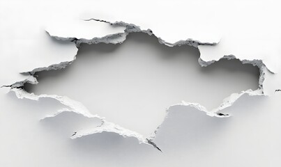 Obraz premium Torn paper hole, white background, texture, design element, website template