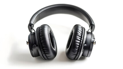Sleek Black Headphones on White Background