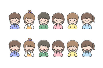 頬杖をつく子どもたち6人