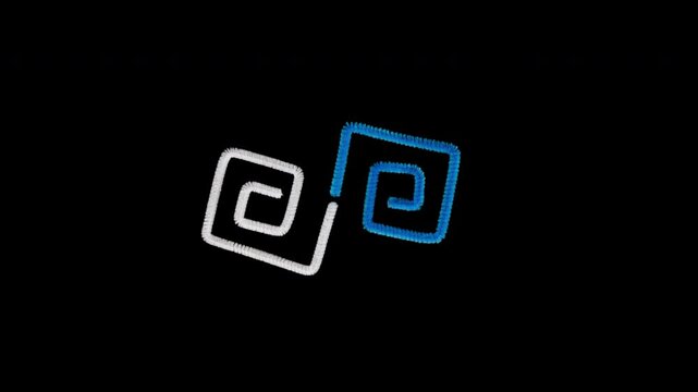 Traditional patterns made with blue and white pipe cleaners. A PNG video with the background removed after filming using stop motion technique.