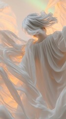 Ethereal dance of light dreamlike space conceptual art soft colors rear view magical sensation