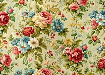 1940s Floral Wallpaper Texture: Vintage Floral Background Design, Rule of Thirds Composition