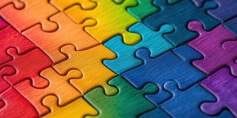 Assemble colorful puzzle pieces creative space digital art vibrant colors top-down view mindfulness concept