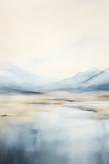 Obraz premium watercolor cool color mountains landscape abstract graphic poster background