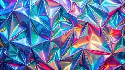 Bold Holographic Wallpaper Texture: Abstract Geometric Pattern in Vibrant Iridescent Colors
