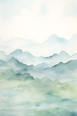 watercolor cool color mountains landscape abstract graphic poster background