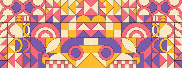 geometric mosaic pattern design on purple tone
