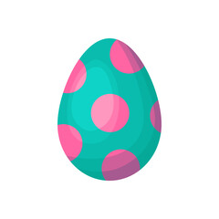 Polka Dot Easter Egg Clipart. In a hand-drawn style Turquoise egg color. Vector stock image isolated on white background.