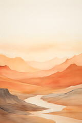 Naklejka premium watercolor warm color mountains landscape abstract graphic poster background