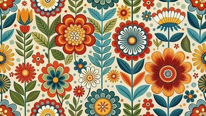 Retro Scandinavian Floral Wallpaper Texture Food Photography: Rustic Rye Bread & Berries