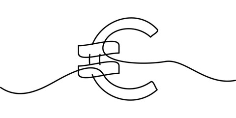 Fototapeta premium continuous line drawing of euro symbol. abstract line art illustration