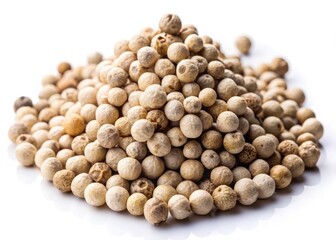 Low Light White Pepper Photography: Isolated Grains, Warm Spice, Culinary Still Life