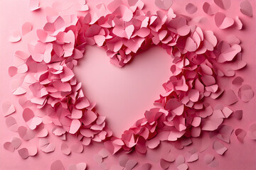 Heart - shaped petals, Pink, Heart shape, Solid - color background, Romantic atmosphere, Decorative elements, Hand - made texture, 