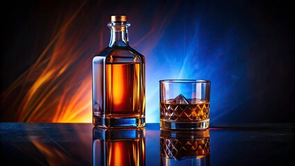 Minimalist Whiskey Still Life: Bottle & Glass Photography - Clean, Elegant, Dark Spirits
