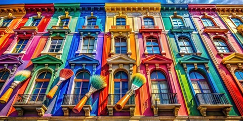 Paint Brush Banner Architectural Photography: Stunning Building Facades & Artistic Brushstrokes