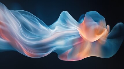 Fototapeta premium A dreamy abstract wallpaper with soft swirling waves of blue and pink, blending seamlessly in a futuristic design.