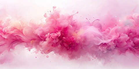 Fototapeta premium Pink Watercolor Splash Background Panoramic, Textured Lines Wallpaper, Abstract Art, High Resolution Image