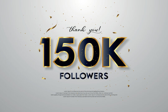 150k followers celebration with beautiful background. design vector.