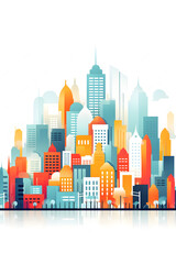 Obraz premium Digital cityscape flat design illustration abstract graphic poster background