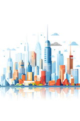 Fototapeta premium Digital cityscape flat design illustration abstract graphic poster background