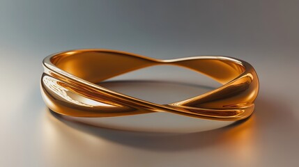 A close-up of a sleek gold bracelet with a modern design on a smooth background with clear space for promotional content.