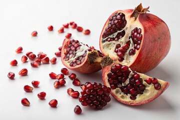 pomegranate isolated on white generative ai