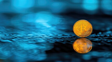 A close-up shot of a gold coin with a subtle reflection, surrounded by a professional investment atmosphere, perfect for branding.