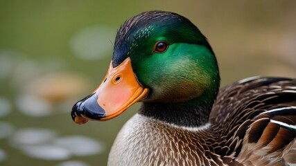 Obraz premium Exquisite Detail: A Laysan Duck Captured in Its Native Surroundings