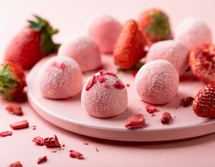 ストロベリーチョコレートがけ手作りトリュフ
