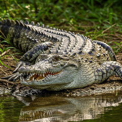 Fototapeta premium Fierce Alligator in its Natural Habitat