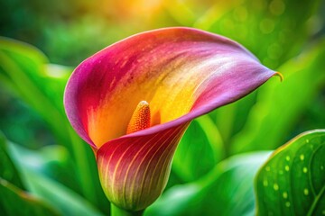 Stunning Zantedeschia Aethiopica Close-up: Rare Ethiopian Calla Lily Bloom,  Macro Photography, Botanical Detail
