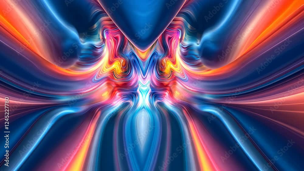 Poster dynamic abstract light waves creating vivid symmetrical patterns in motion